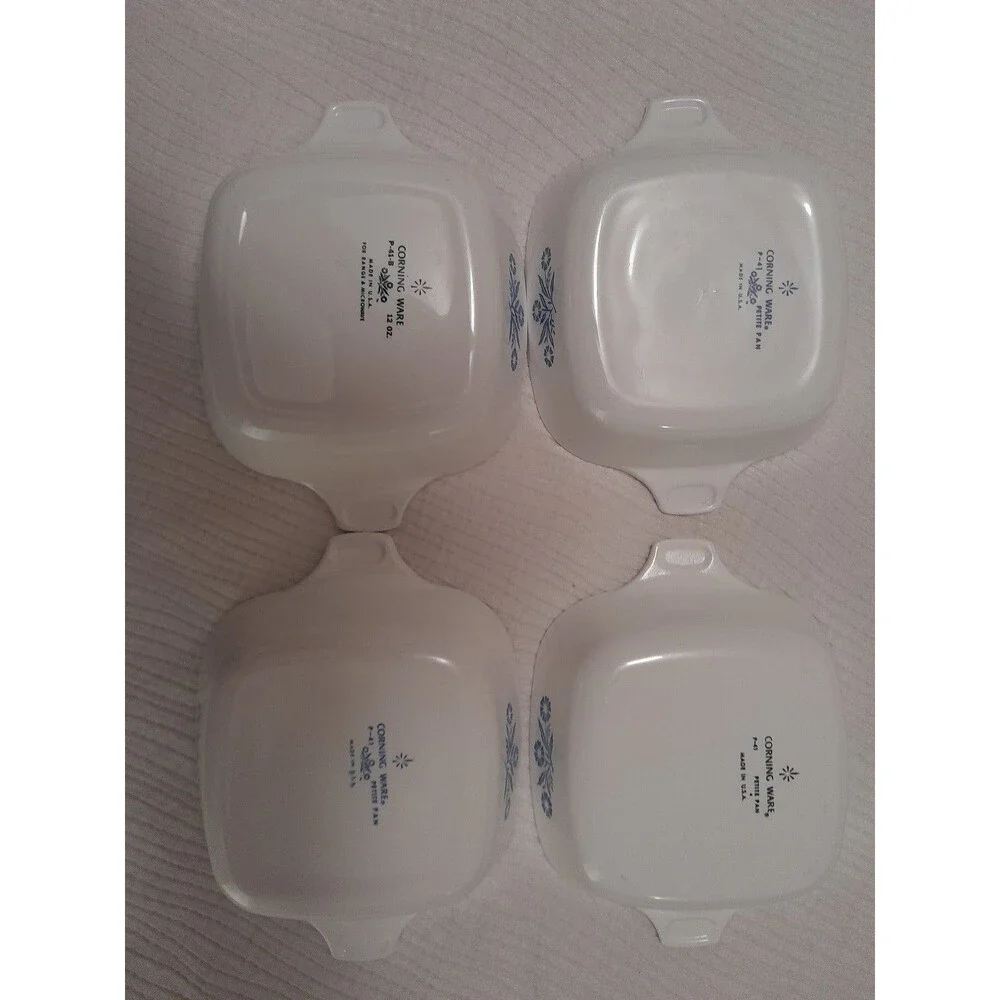 Corning Ware Blue Cornflower Mini Casserole Dishes Set of 4 Vintage